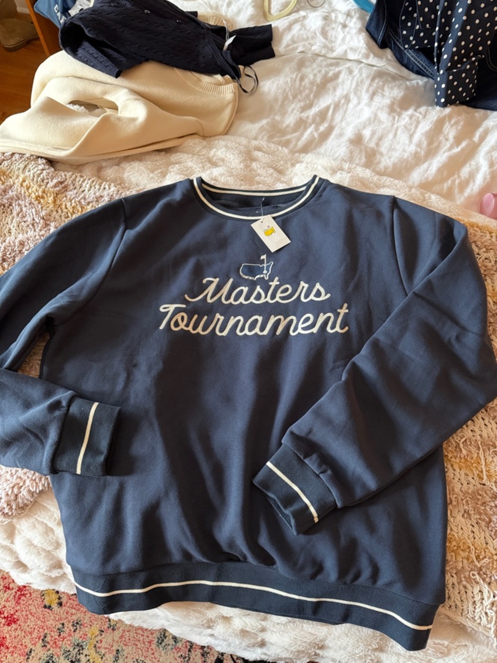Masters Tournament Embroidered Navy Crewneck Sweater